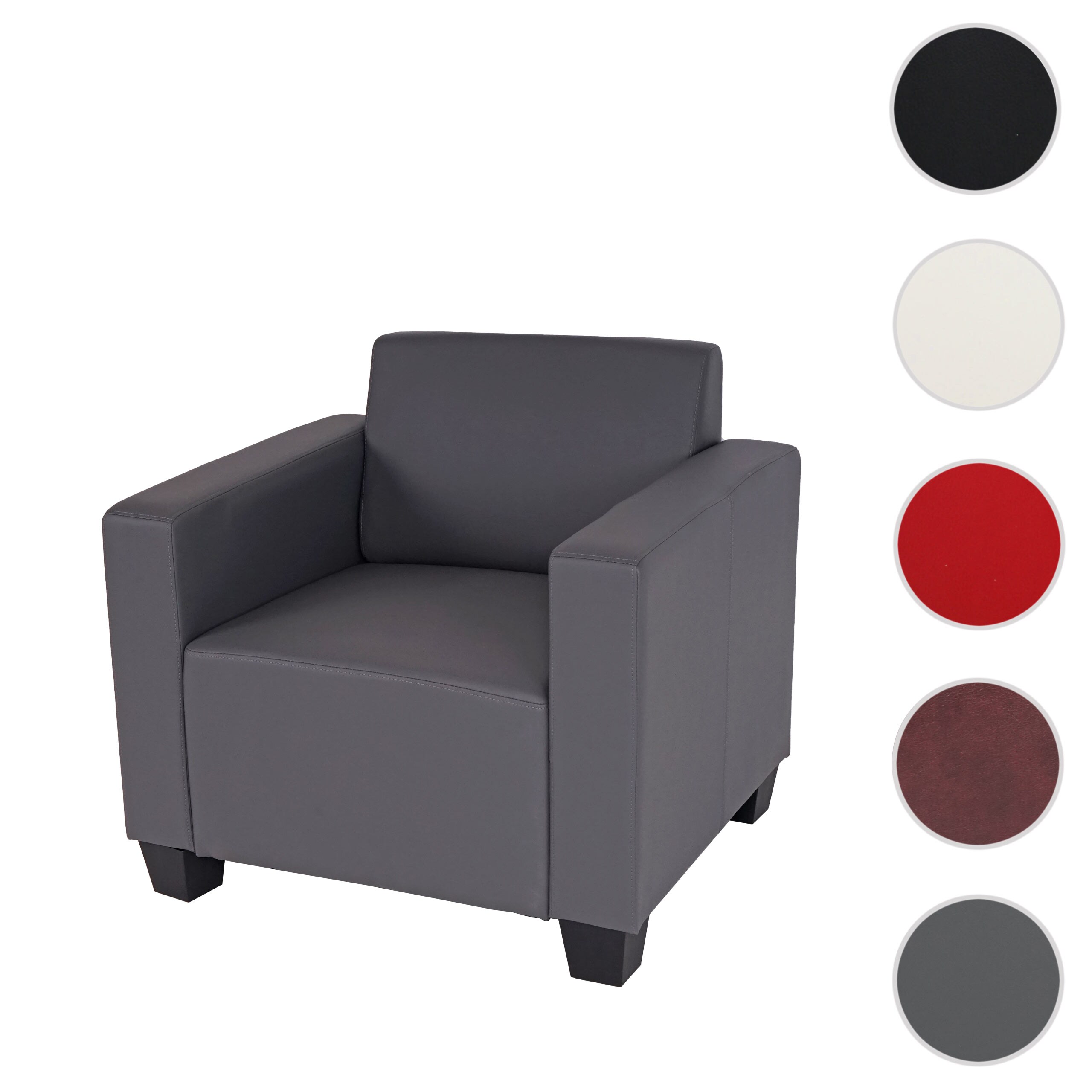 Sessel Loungesessel Mocalieri, Kunstleder ~ dunkelgrau