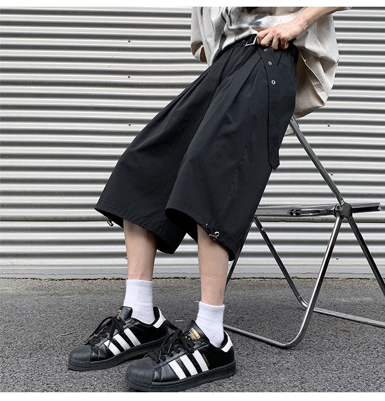 emeisa - Mid Rise Plain Wide Leg Carpi Pants