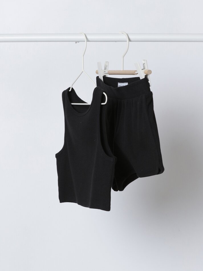 Conjunto de top canelado e shorts - Preto