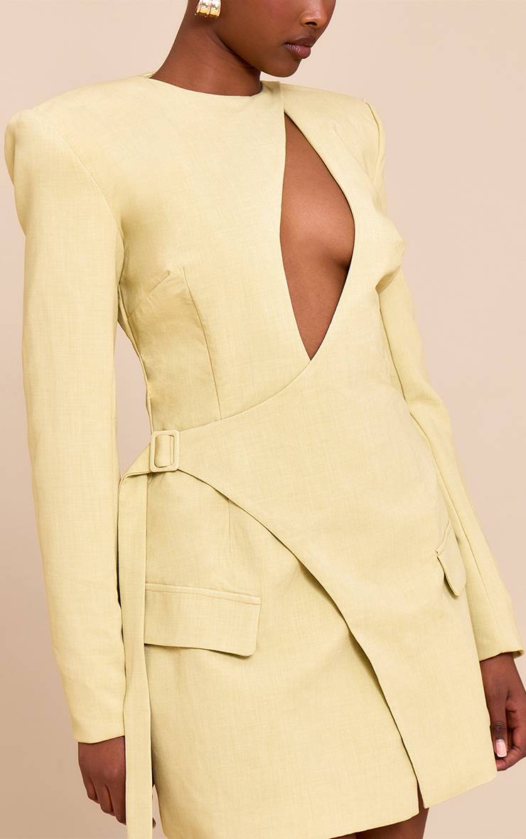 Vert Robe Blazer Plt Label Ajustée À Découpe Asymétrique