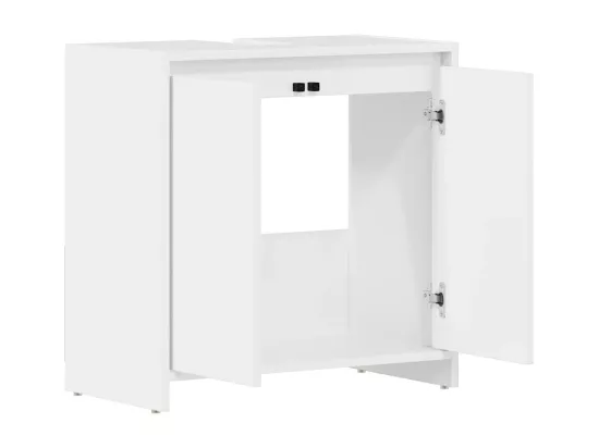 Armoire de salle de bain Blanc brillant Bois d'ingénierie