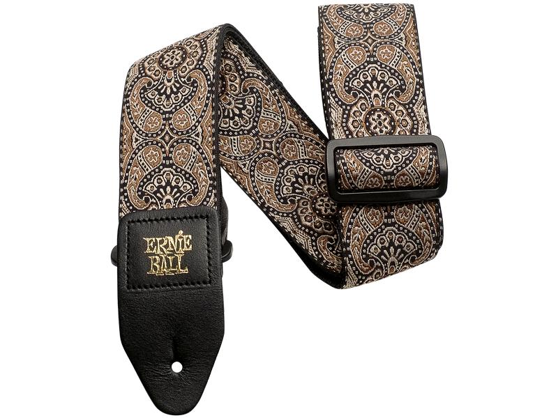 Ernie Ball Gitarrengurt Jacquard Gold & Black Paisley Gurt für Gitarre und Bass