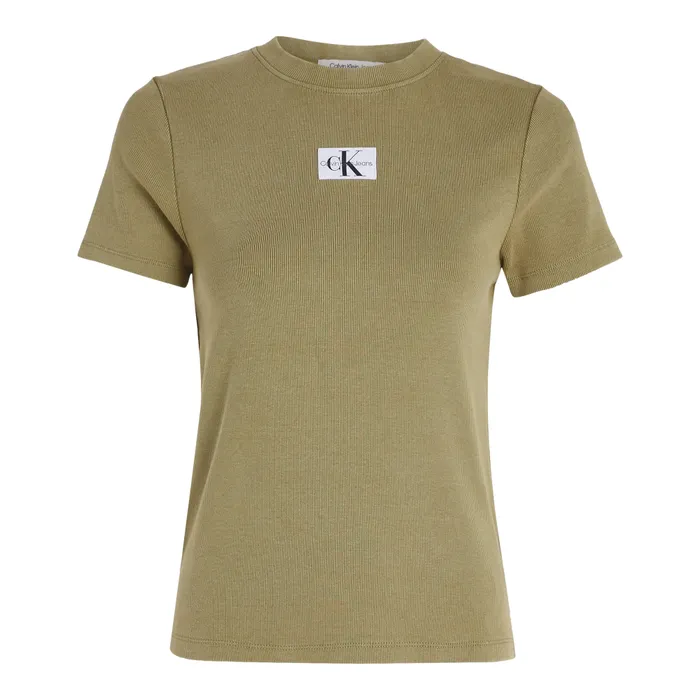 Calvin Klein Label Washed Rib Slim Shirt Dames