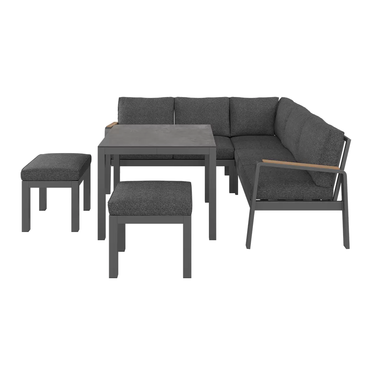 Beldano Loungegarnitur Sorrent 4-teilig anthrazit,braun,schwarz