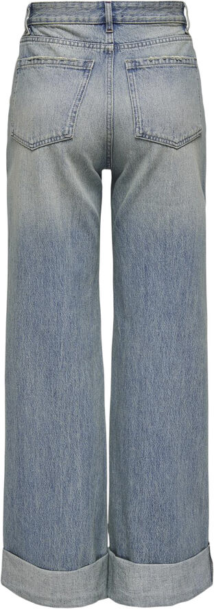 ONLY ONLBROOME HW WIDE FOLD UP RED DNM T Light blue denim