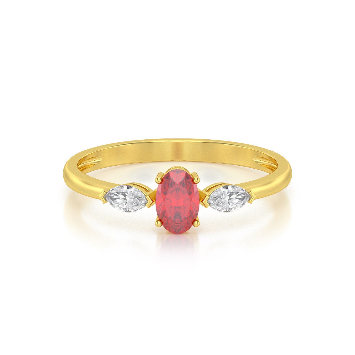 Bague ADEN Or 585 Jaune Rubis et diamants 1.604grs