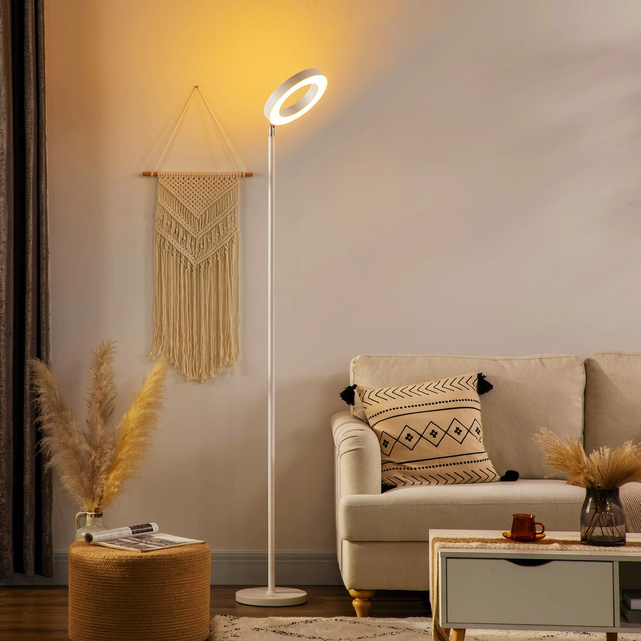 HOMCOM Stehleuchte mit Touch-Schalter weiß