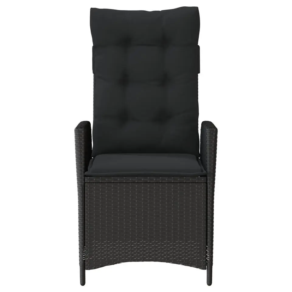 vidaXL - Verstelbare tuinstoelen met kussens - Zwart - Poly rattan - 2 stuks