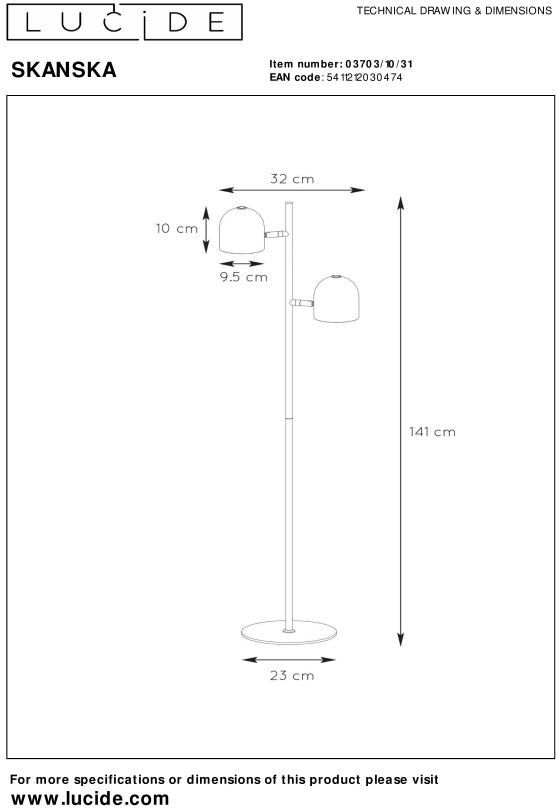 Lucide   Skanska Vloerlamp