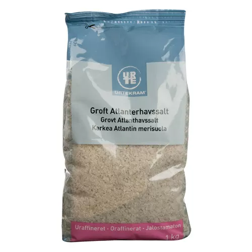 Urtekram uraffineret groft atlanterhavssalt - 1 kg.