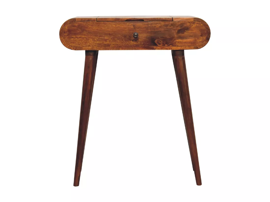 Mini Coiffeuse Pliable Ronde en Châtaignier