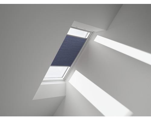 VELUX Advantage Set: Warmtewerend zonnescherm, transparant zwart, en honingraat plisségordijn, blauw, FOP C02 1156S