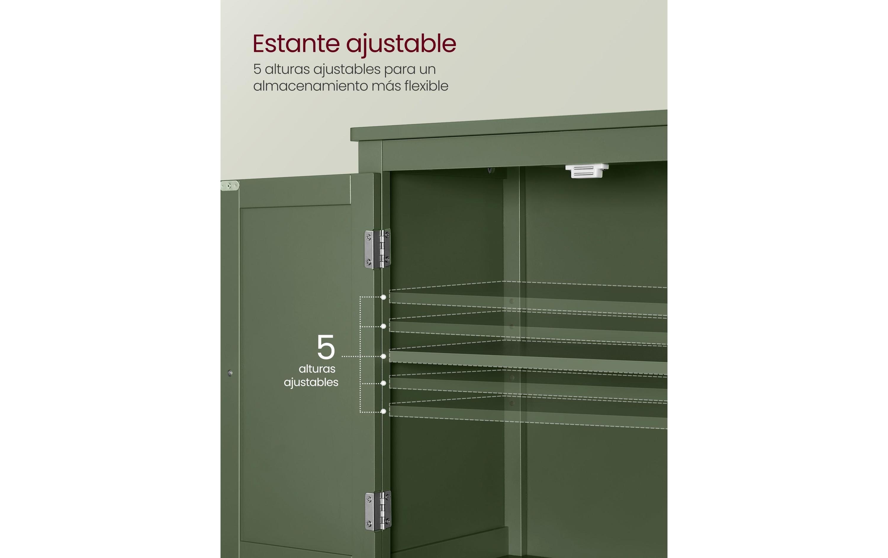 Kommode Bathroom Cabinet, 60 x 110 cm, Waldgrün<br>Badezimmerschrank mit 4 Türen und verstellbaren Ablagen