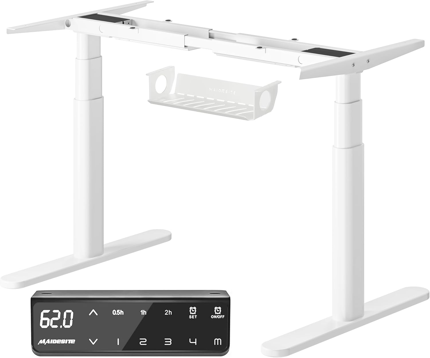 MAIDeSITe EL2 Plus Art Höhenverstellbarer Schreibtisch Gestell mit Ovaler Beindesign, Elektrisch Dualmotor Tischgestell höhenverstellbar mit 62-125cm, 4 Memory-Steuerung Schreibtisch höhenverstellbar