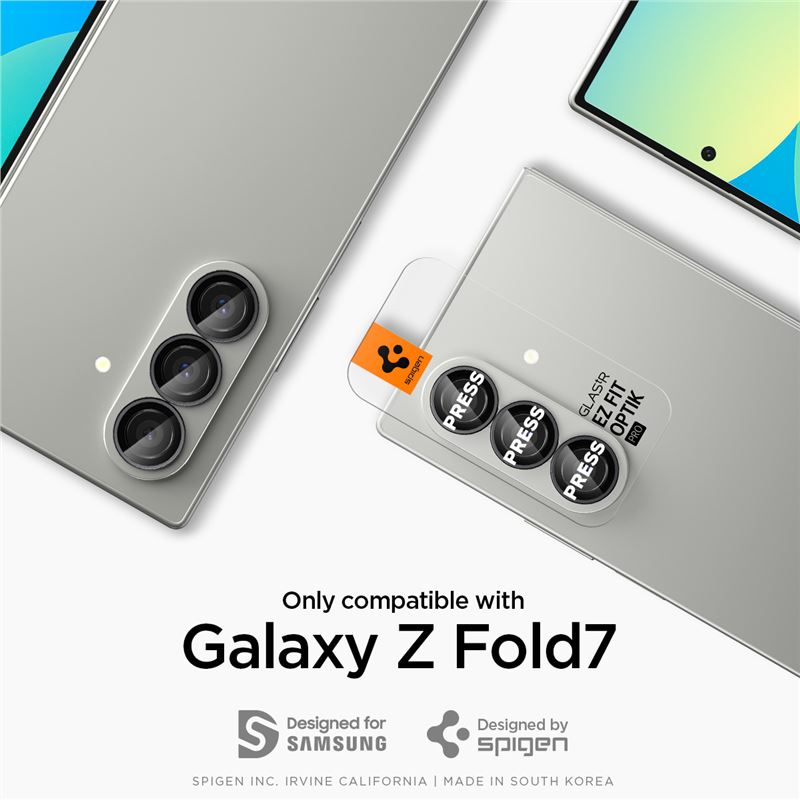 (2er Set) Samsung Galaxy Z Fold7 Glas Tr EZ Fit Optik Pro Kamera Objektiv Protector Panzer Glas Case Friendly mit Rahmen (AGL09581)