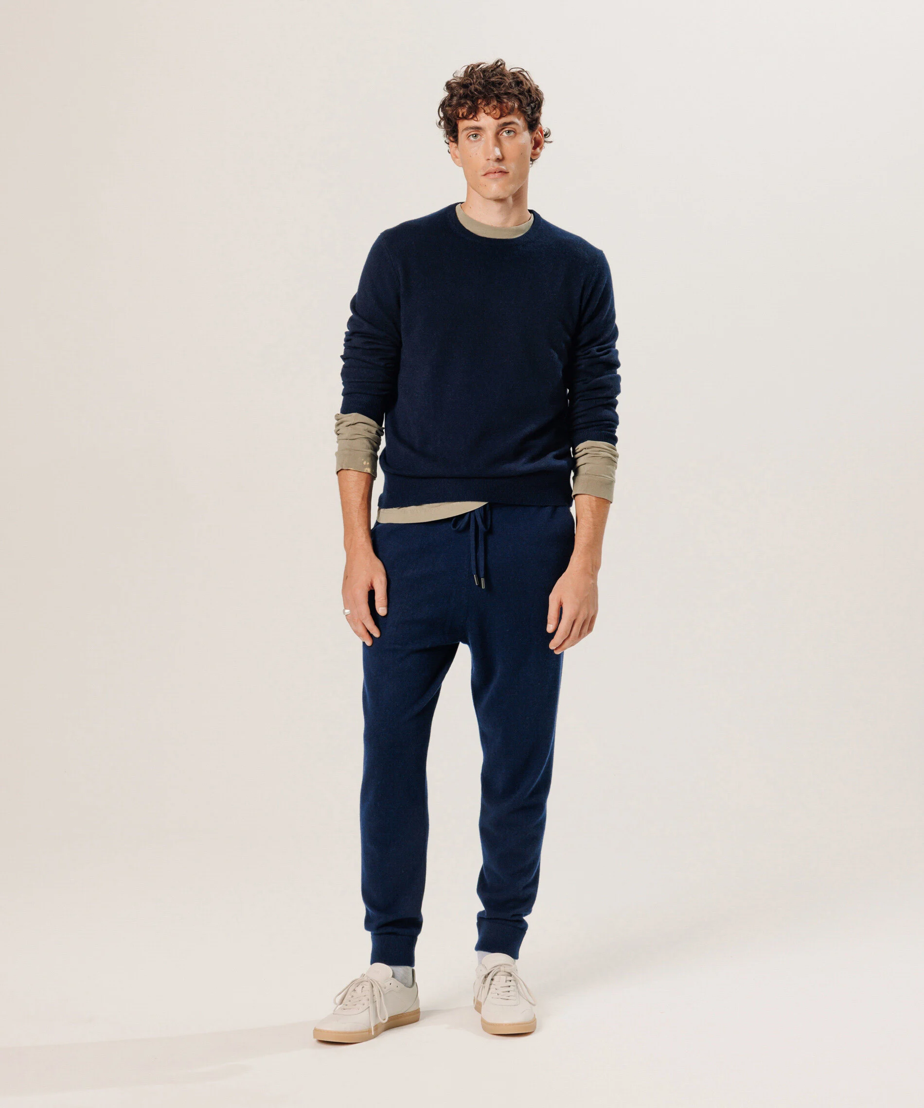 Pull col rond en cachemire | Bleu