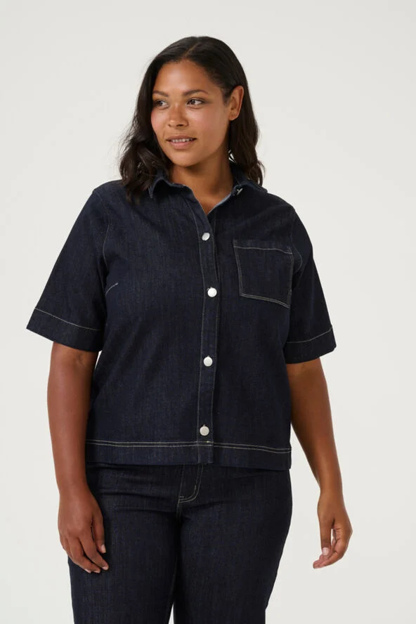 Kaffe Curve KCkhala Denim Shirt Dark blue denim