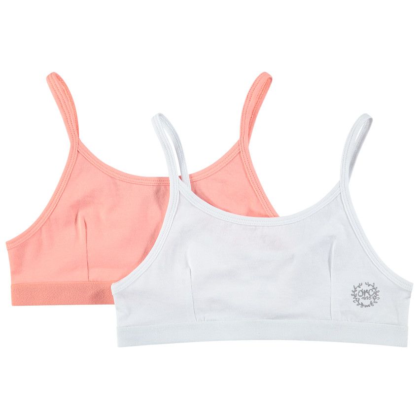 Junior - Lot de 2 brassières en coton avec logo printé - Blanc