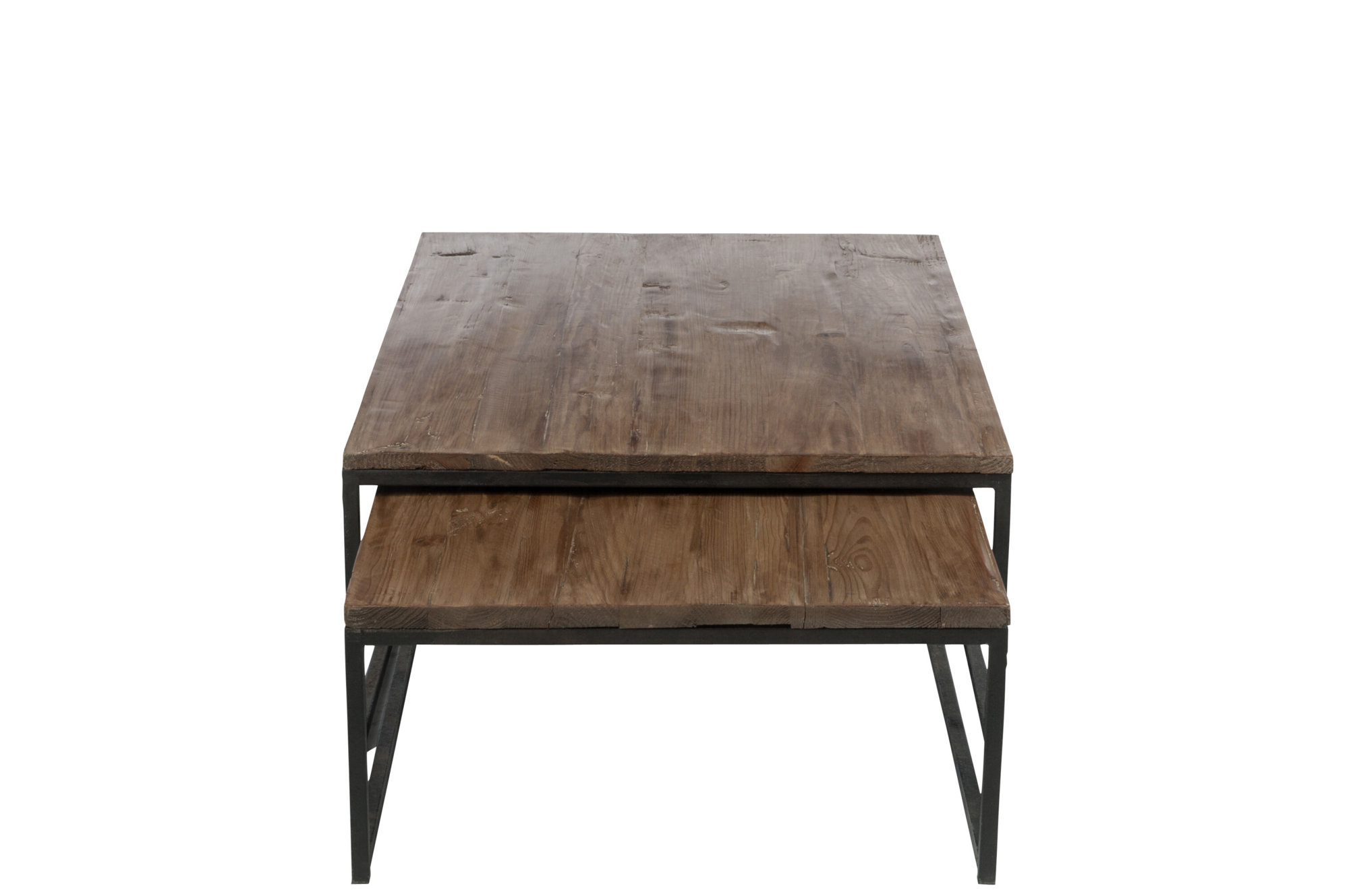 Salontafel hout/metaal bruin/zwart - set van 2