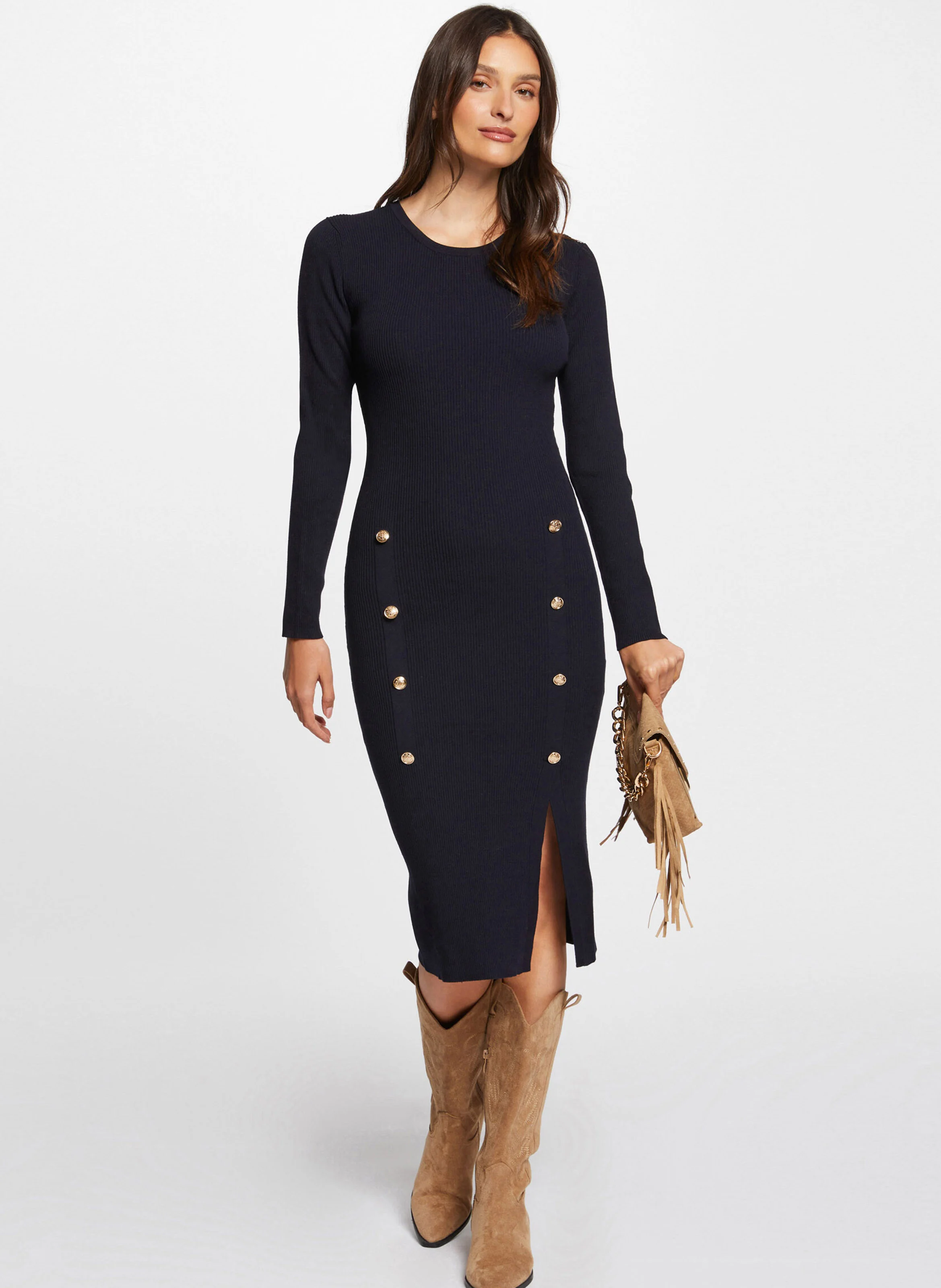 RMBLUE - Robe midi col rond | Bleu