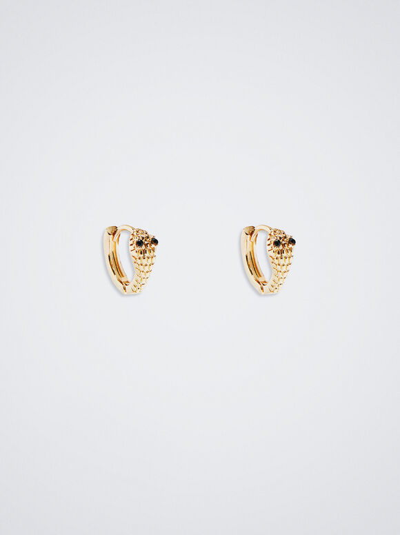 Brincos com cobra e zircônia cúbica - Dourado