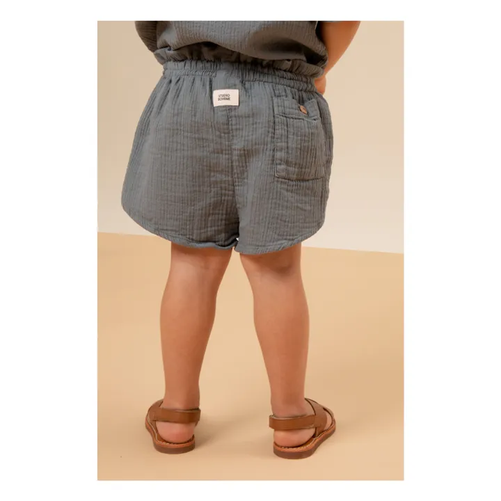 Studio Bohème Short Georgette Gaze de Coton | Bleu gris