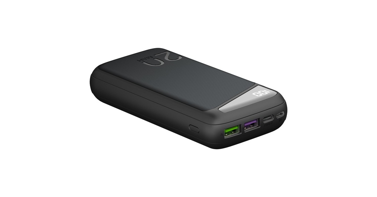 goobayQuick Charge Powerbank 20.000 mAh - 74 Wh  (Zwart, USB-C PD, QC 3.0)