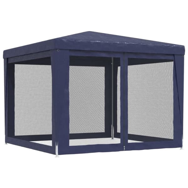 vidaXL Festtelt med 4 sidevegger av netting blå 3x3 m HDPE