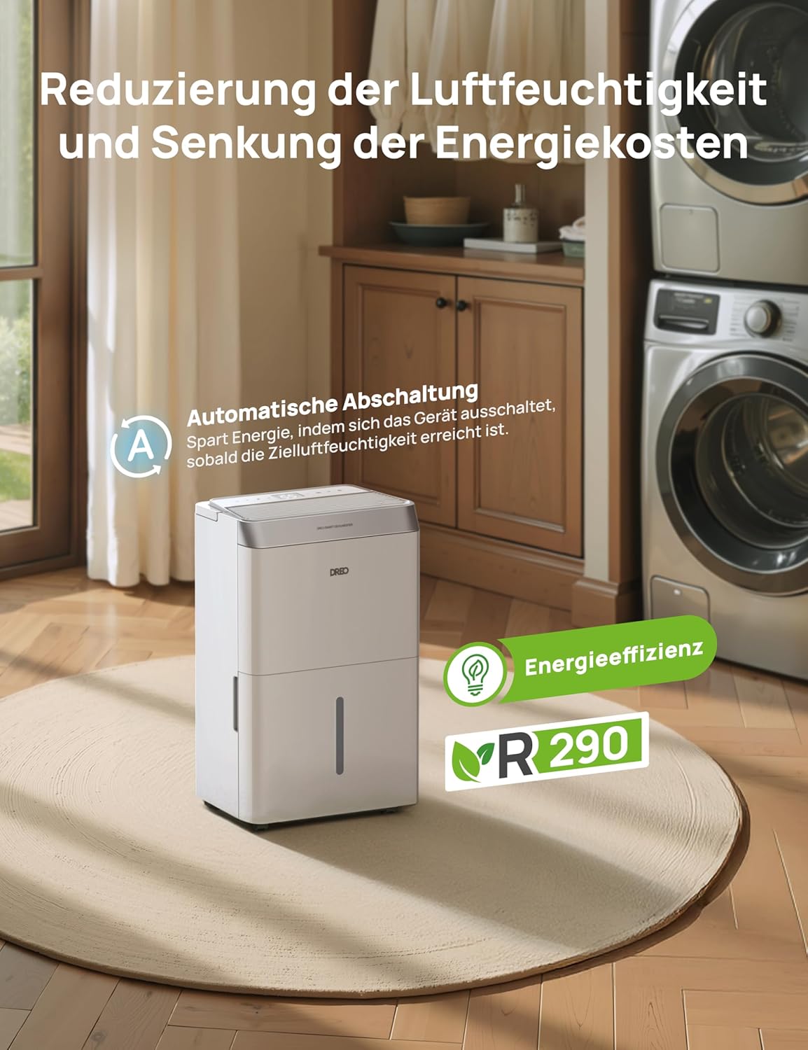 DREO Luftentfeuchter elektrisch, App & WLAN, 16L/24h, Raumentfeuchter leise 35dB, 30m², Entfeuchter energiesparend, 3 Modi, 3,4L Tank, Wäschetrockner & 24h Timer, für Schlafzimmer & Bad & Keller