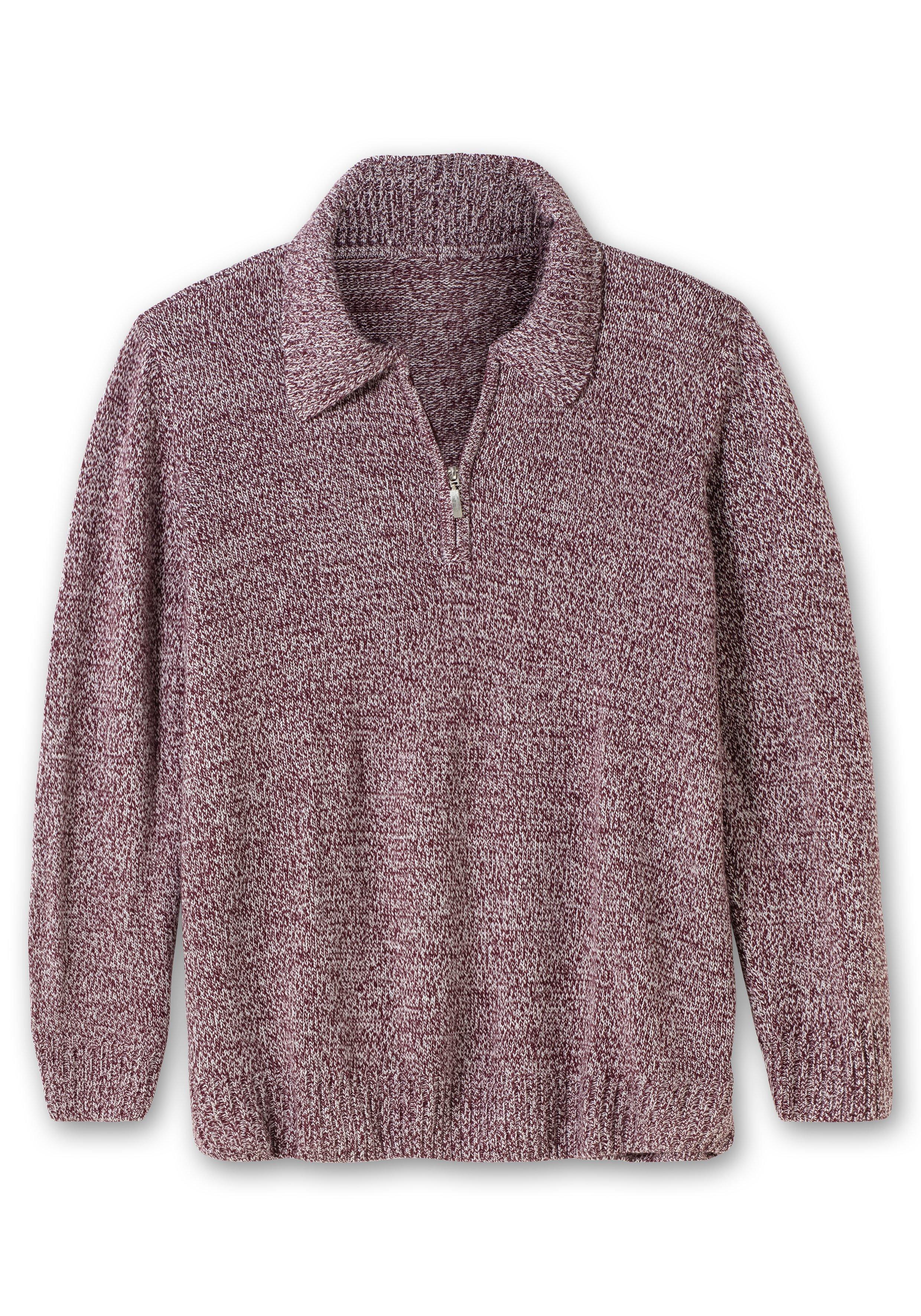 Pullover mit Polokragen, in melierter Optik