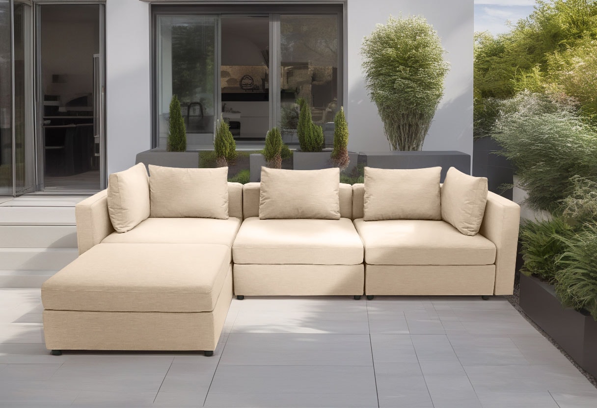 DOMO collection Sofaelement »Solskin, individuell erweiterbar/kombinierbar« mit losen Kissen. Rücken- und Seitenteile als Stecksystem.