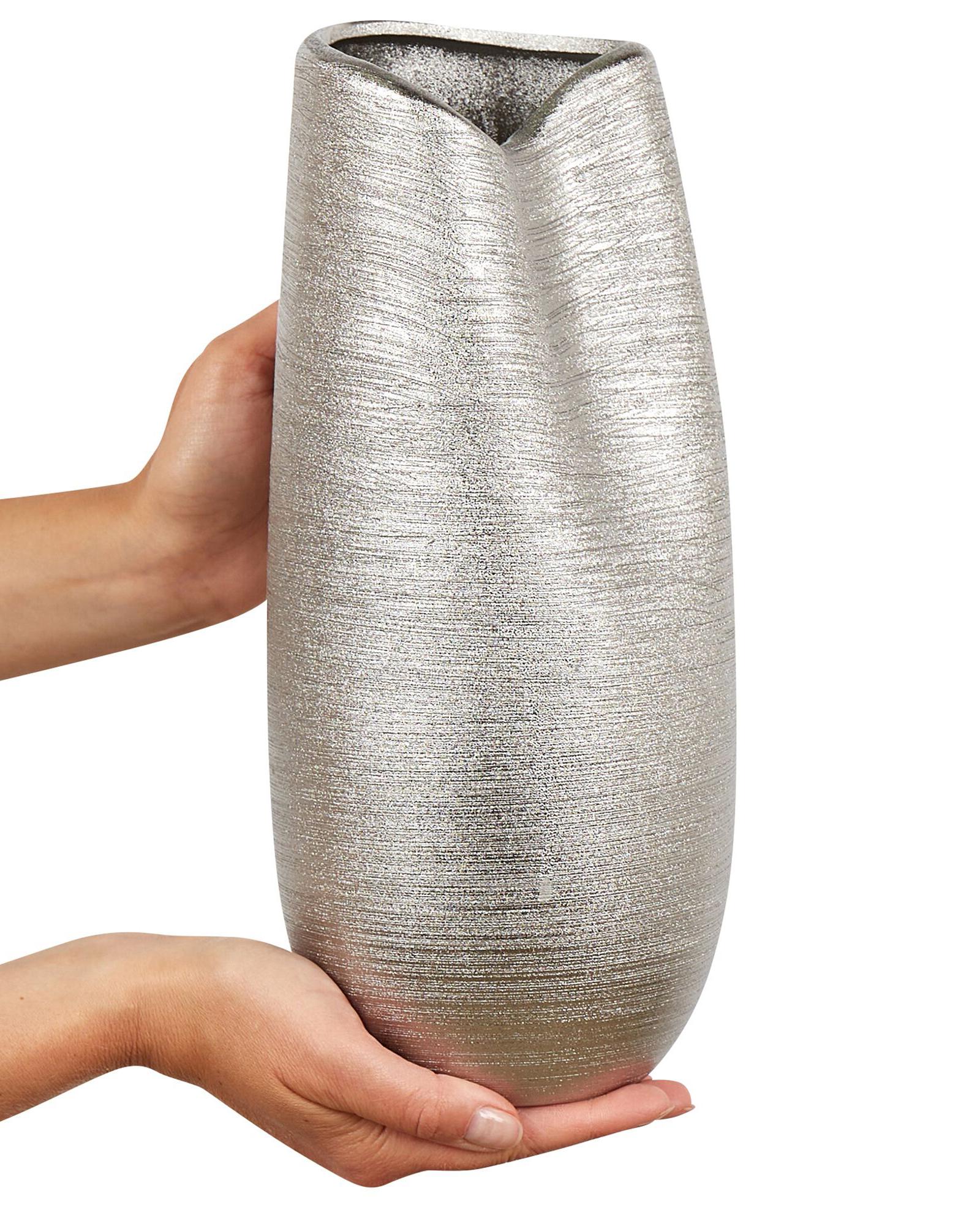 Decoratieve vaas DERBE Steengoed 32 cm Zilver