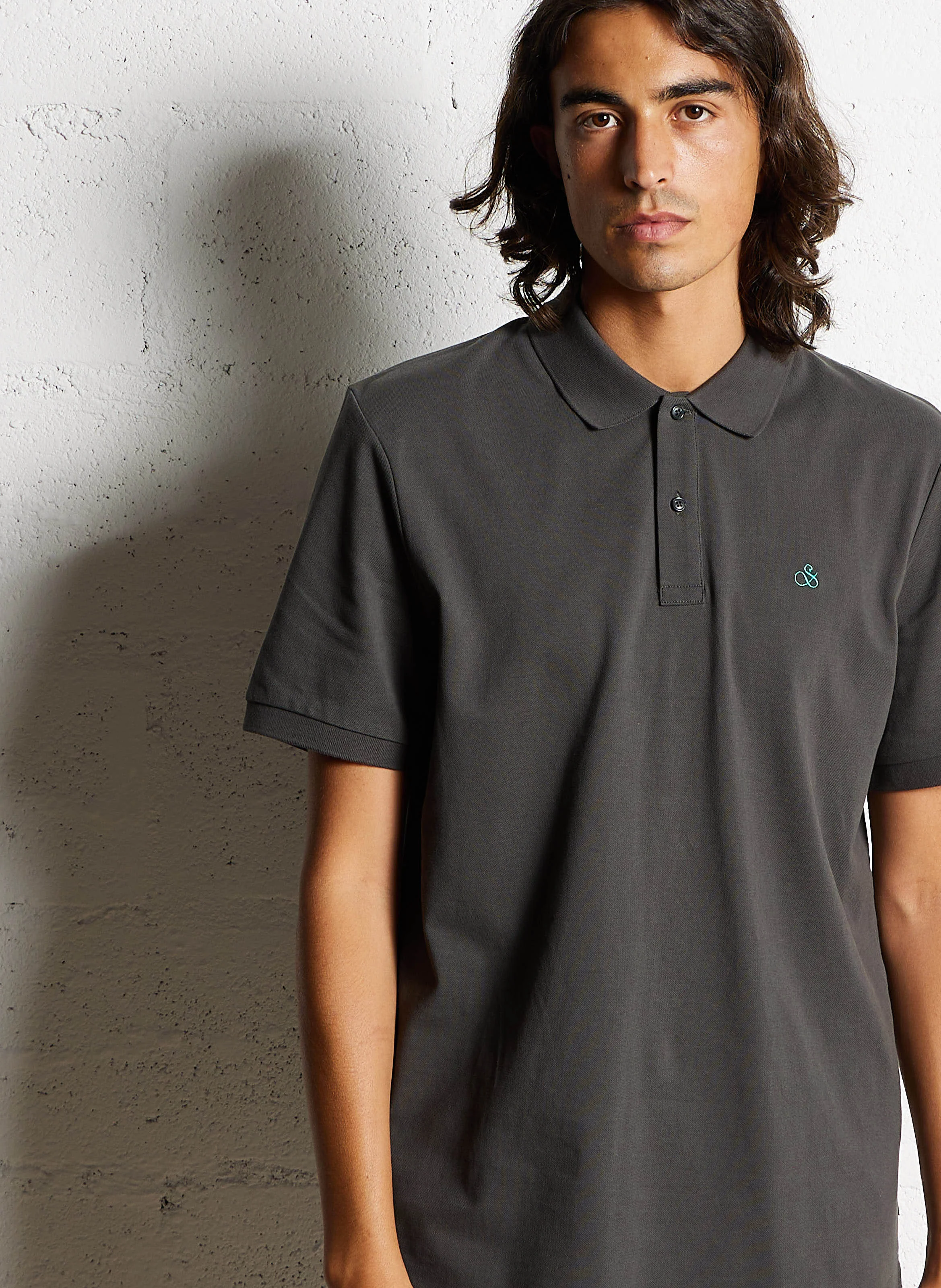 Polo droit en coton | Gris