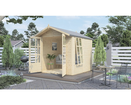 Bertilo Melrose tuinhuis met vloer, 214 x 246 cm, natuurlijke afwerking