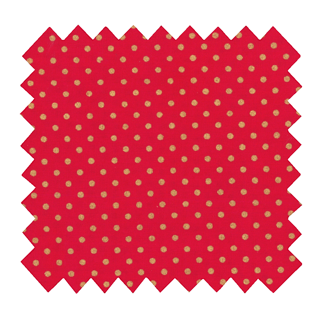 Tissu Coton Au Mètre Pois Or Rouge Ex1023