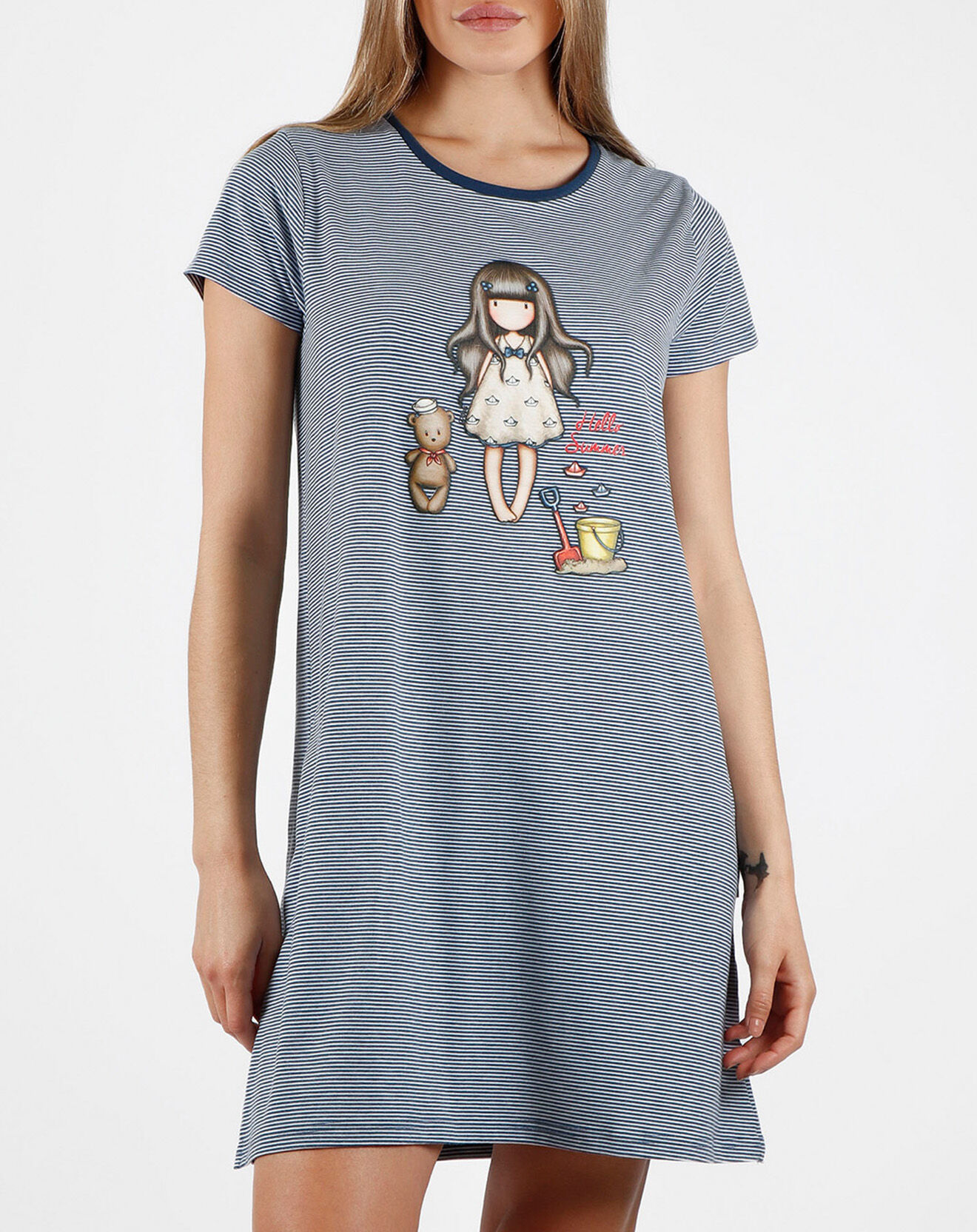 Santoro Gorjuss Chemise de nuit Hello Summer bleu marine