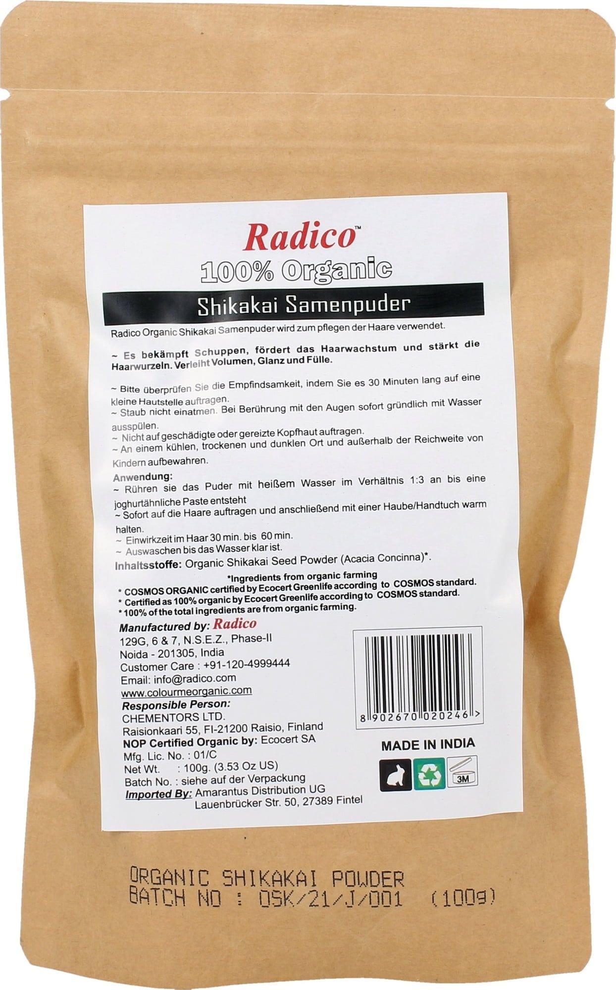 Radico  Bio-Shikakai Pulver, 100 g