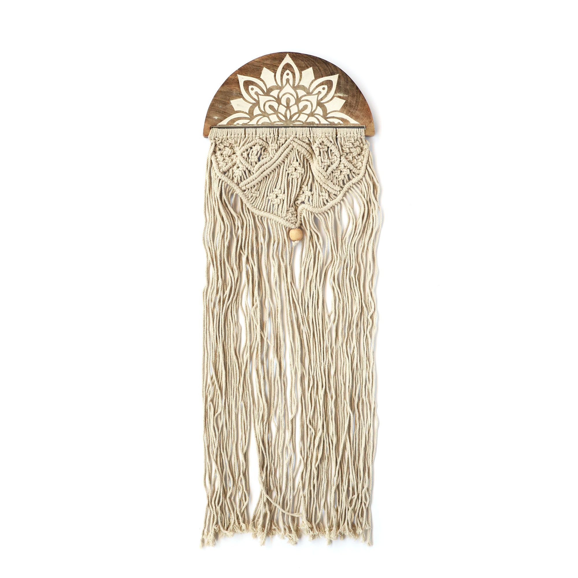 Wandschmuck 'Lotus' mit Makramee, H 92 cm, B 29 cm von fischer's lagerhaus