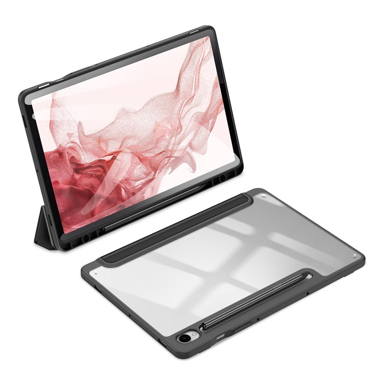 Samsung Galaxy Tab S9 Leder Tasche Smart Cover Schutzhülle   S-Pen Halter - Schwarz