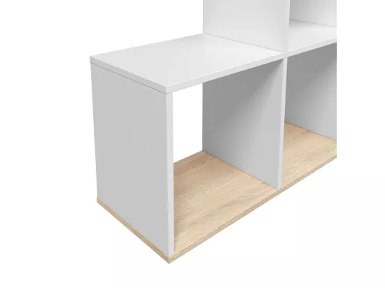 Bibliothèque escalier cube coloris chêne candiene / blanc artic -  Hauteur 110 x Longueur 108 x Profondeur 28 cm