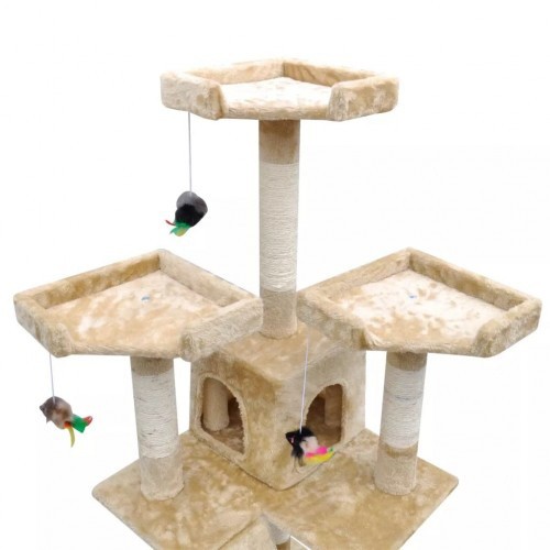 Arranhador e 2 casinhas para gatos, bege