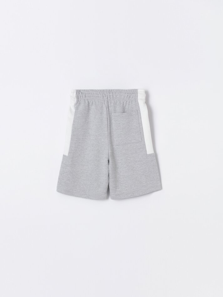 Bermuda jogger com listras laterais - Cinza mesclado