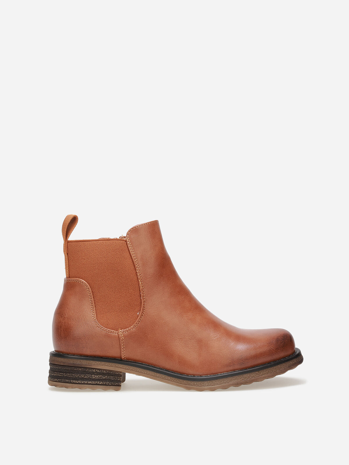 Bottines Chelsea à semelle dentelée- Camel
