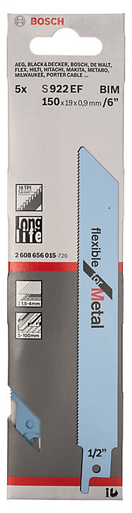 Lame scie sabre métal bosch S922EF, 5 pièces