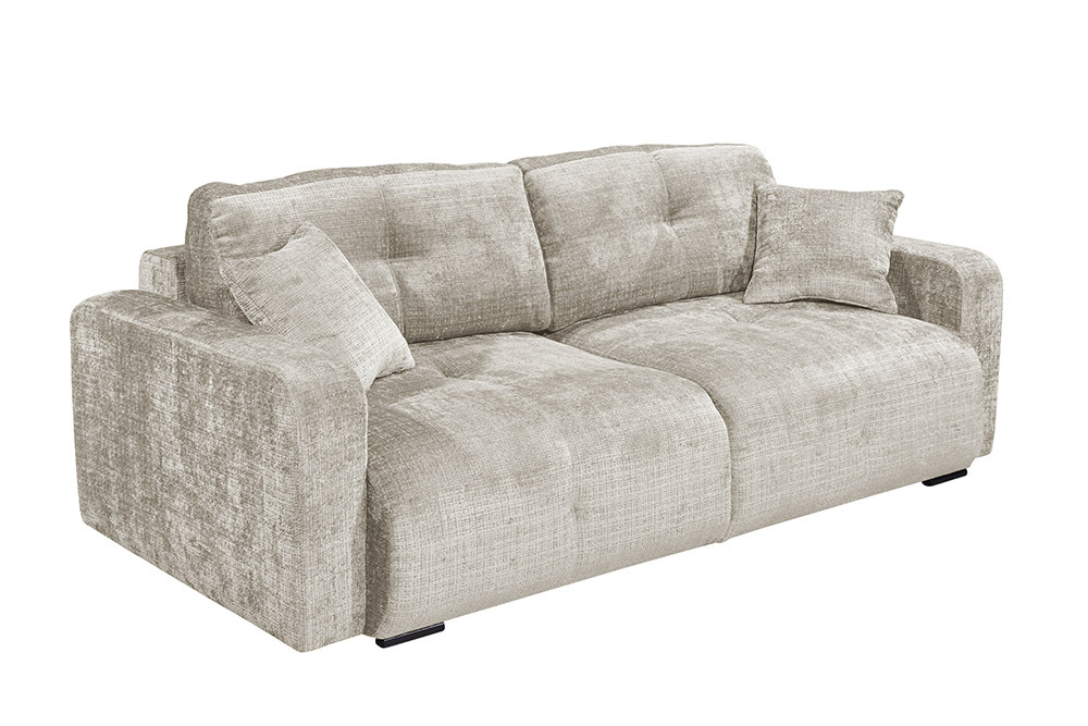 Modernes Schlafsofa DIAMOND 235cm taupe Chenille Cremona mit Stauraum 3-Sitzer Couch