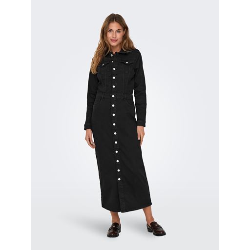 ONLY Ellen Longstretch Denimkjole, Washed Black, XL