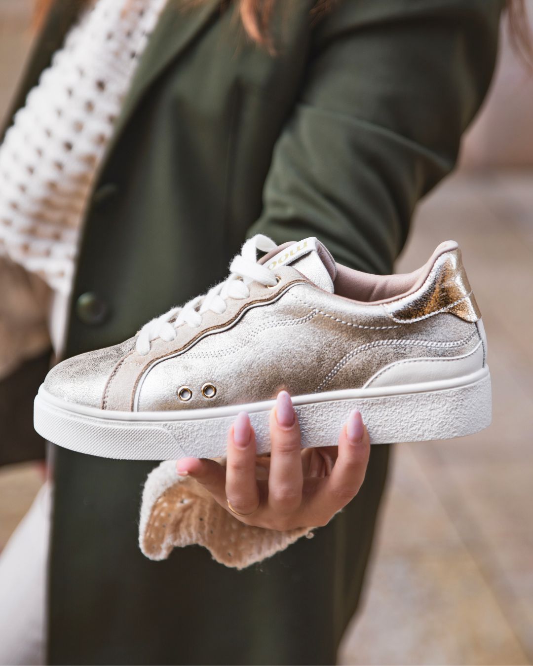 Basket femme beige à lacets - Fallon