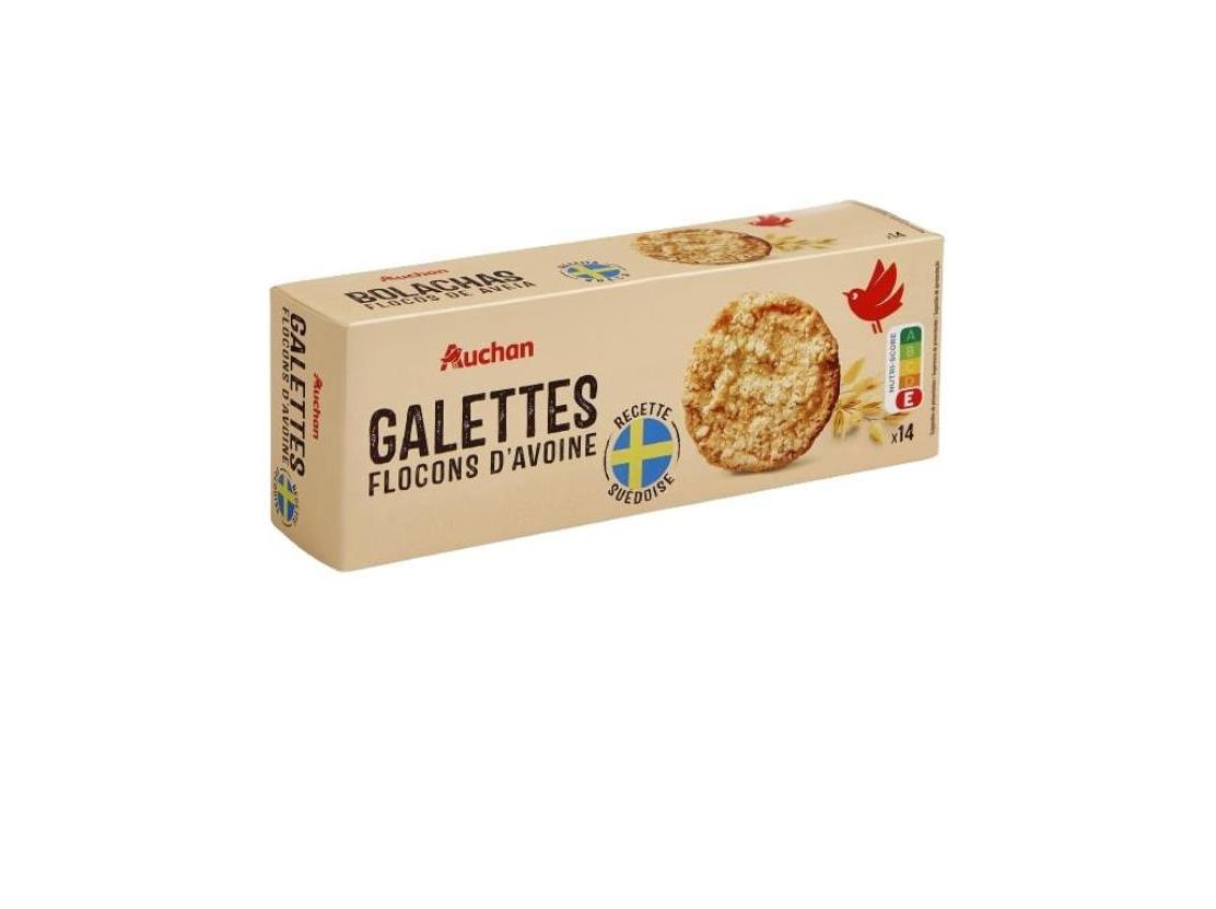 BOLACHA AUCHAN SUECA COM FLOCOS AVEIA 100G
