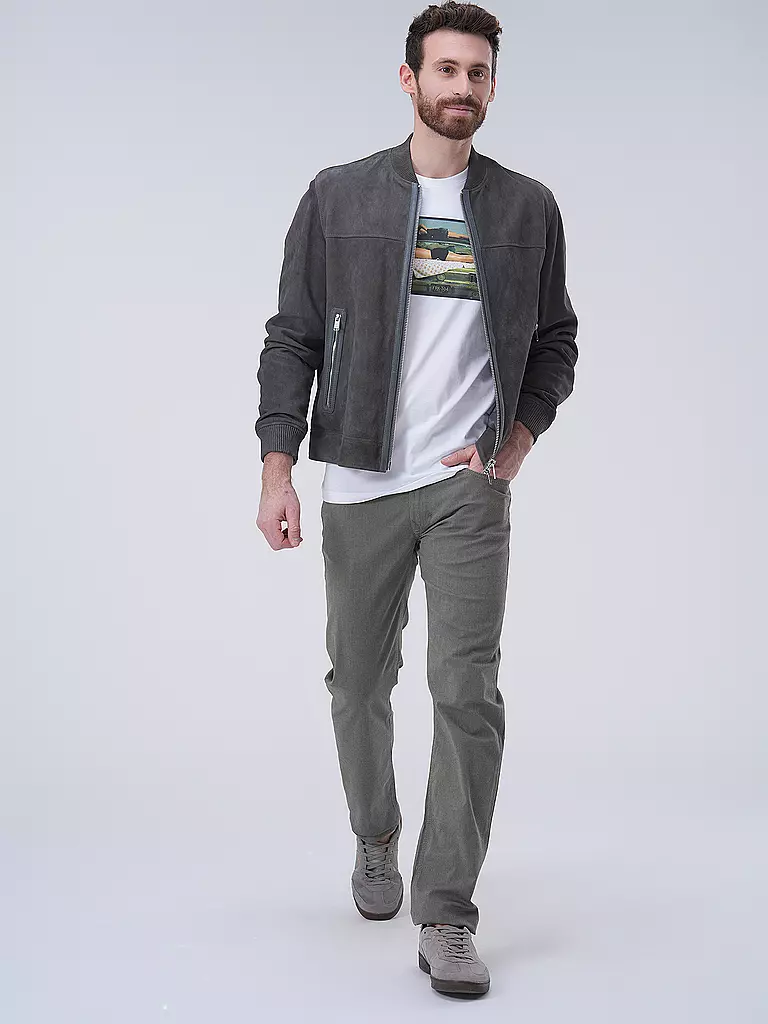 BOSS Lederjacke grau