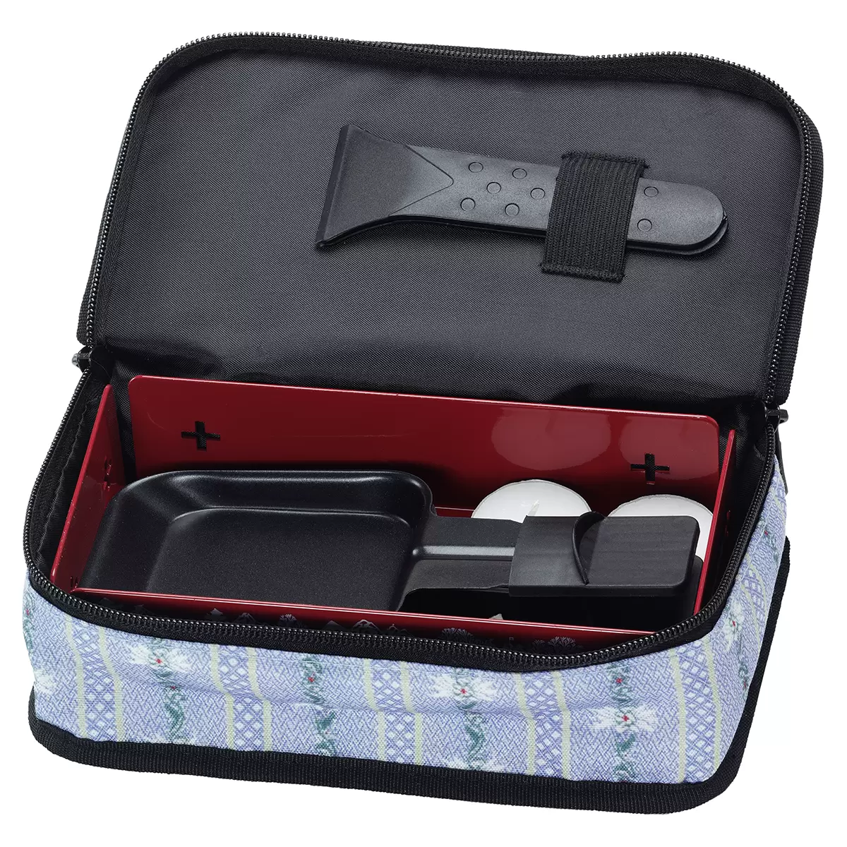 Kerzenraclette mit Tasche Explore the Alps weiss,rot
